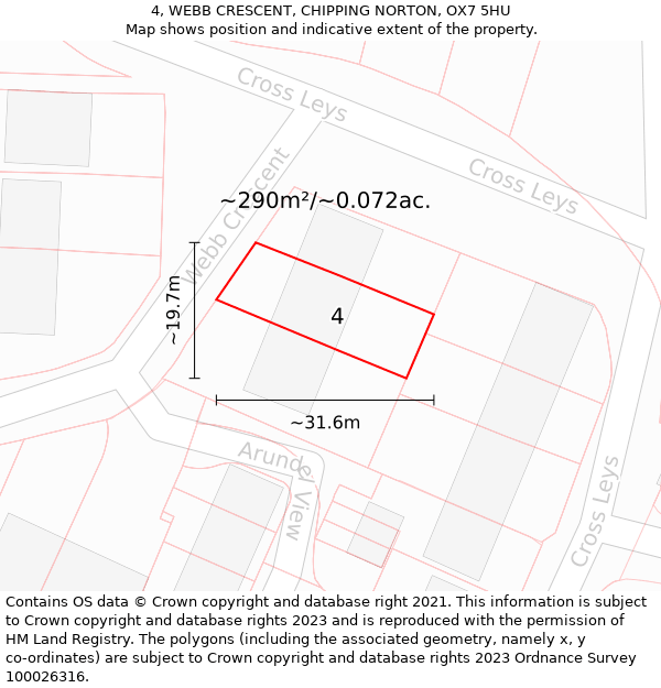 4, WEBB CRESCENT, CHIPPING NORTON, OX7 5HU: Plot and title map