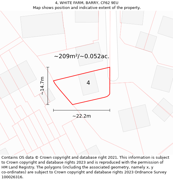 4, WHITE FARM, BARRY, CF62 9EU: Plot and title map