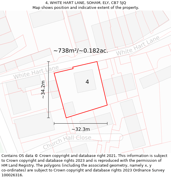 4, WHITE HART LANE, SOHAM, ELY, CB7 5JQ: Plot and title map