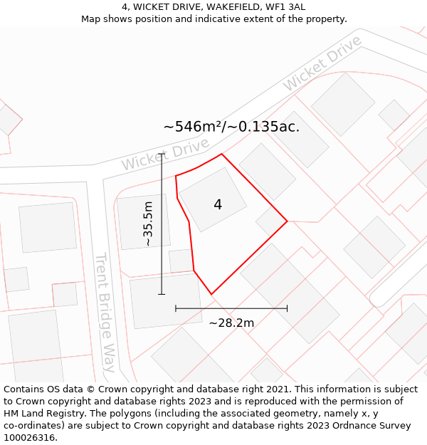 4, WICKET DRIVE, WAKEFIELD, WF1 3AL: Plot and title map