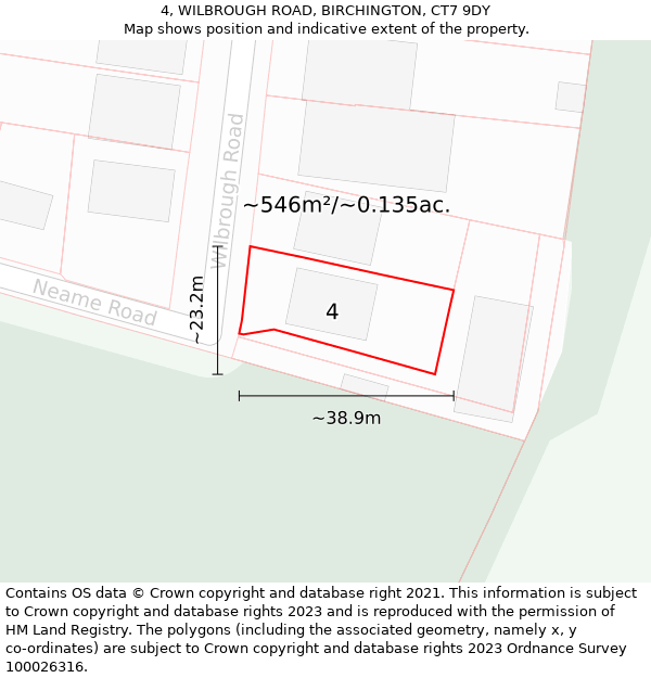 4, WILBROUGH ROAD, BIRCHINGTON, CT7 9DY: Plot and title map