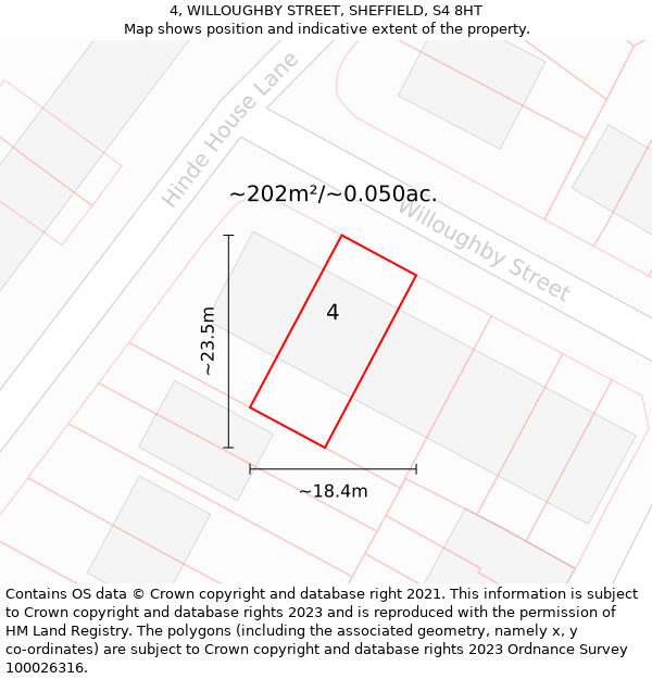 4, WILLOUGHBY STREET, SHEFFIELD, S4 8HT: Plot and title map