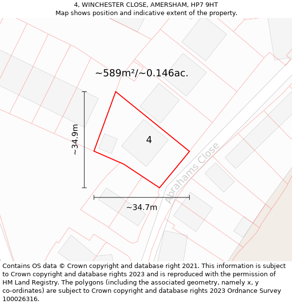 4, WINCHESTER CLOSE, AMERSHAM, HP7 9HT: Plot and title map