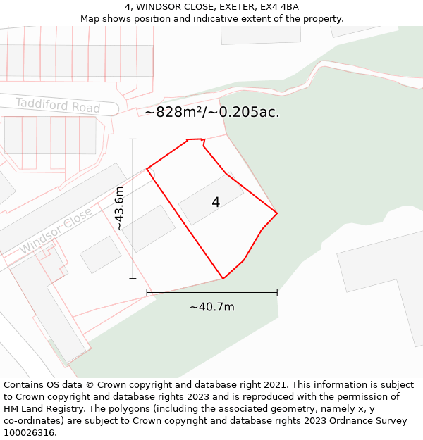 4, WINDSOR CLOSE, EXETER, EX4 4BA: Plot and title map