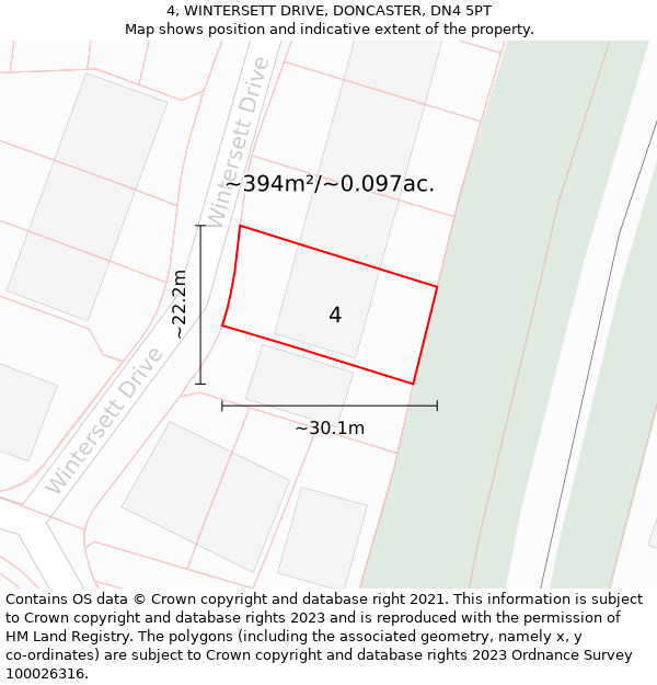 4, WINTERSETT DRIVE, DONCASTER, DN4 5PT: Plot and title map