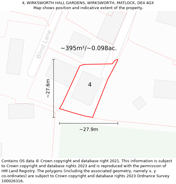 4, WIRKSWORTH HALL GARDENS, WIRKSWORTH, MATLOCK, DE4 4GX: Plot and title map