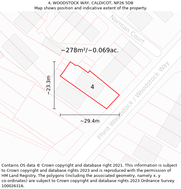 4, WOODSTOCK WAY, CALDICOT, NP26 5DB: Plot and title map