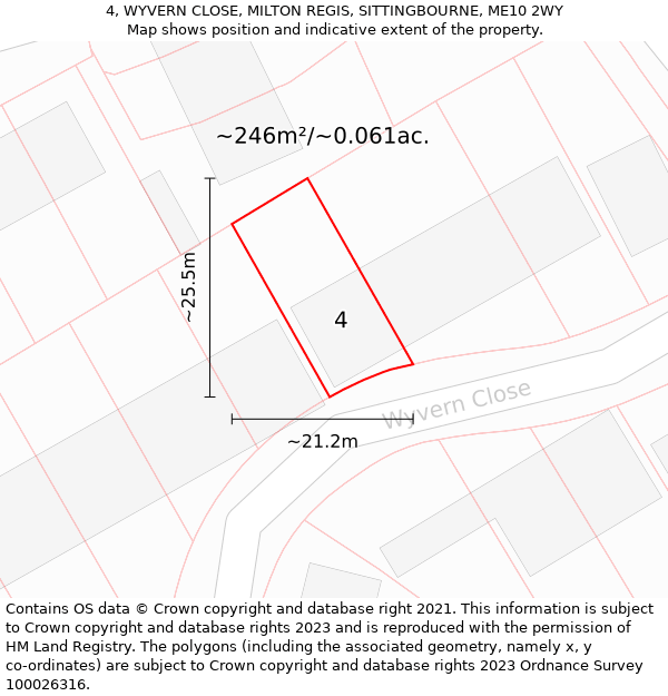 4, WYVERN CLOSE, MILTON REGIS, SITTINGBOURNE, ME10 2WY: Plot and title map