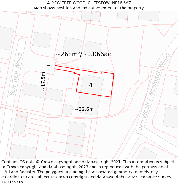 4, YEW TREE WOOD, CHEPSTOW, NP16 6AZ: Plot and title map