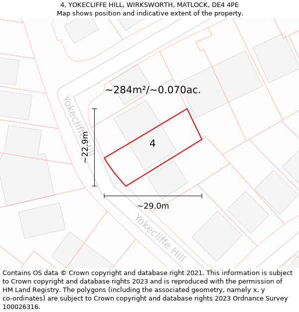 4, YOKECLIFFE HILL, WIRKSWORTH, MATLOCK, DE4 4PE: Plot and title map