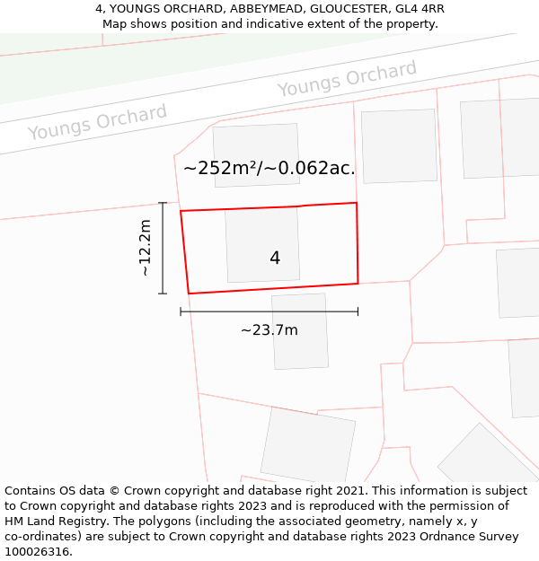 4, YOUNGS ORCHARD, ABBEYMEAD, GLOUCESTER, GL4 4RR: Plot and title map