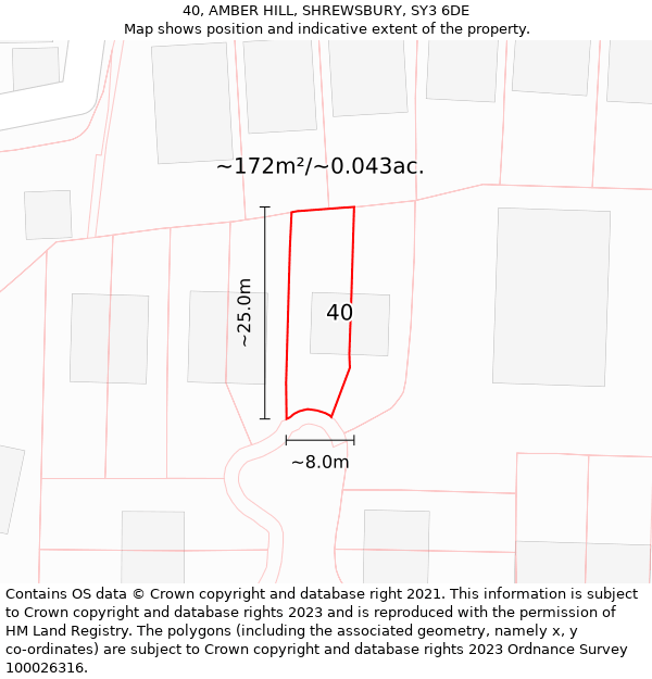 40, AMBER HILL, SHREWSBURY, SY3 6DE: Plot and title map