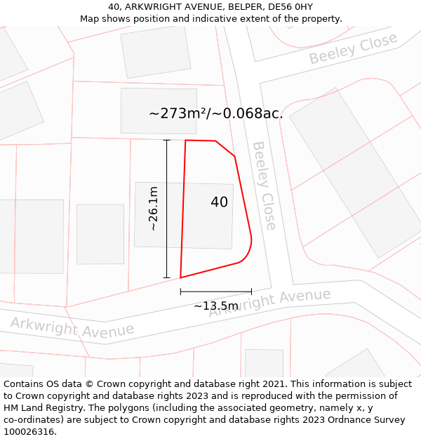 40, ARKWRIGHT AVENUE, BELPER, DE56 0HY: Plot and title map