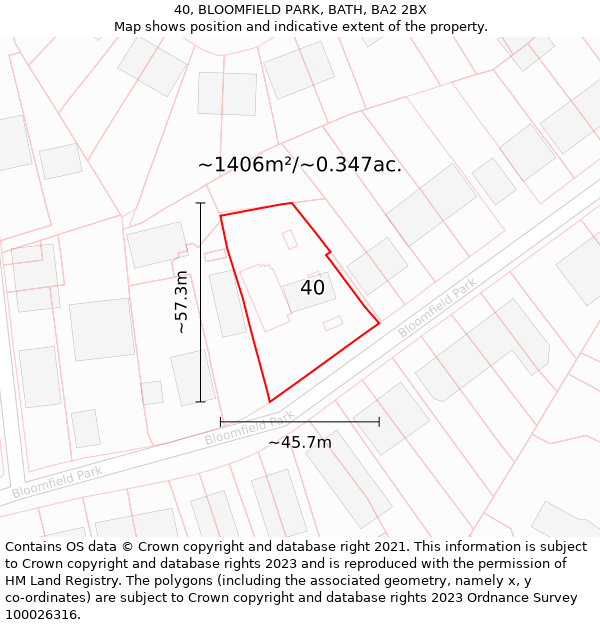 40, BLOOMFIELD PARK, BATH, BA2 2BX: Plot and title map