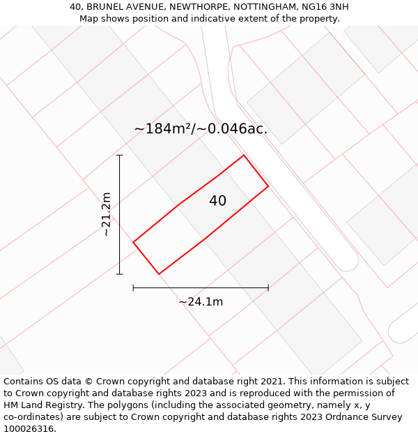 40, BRUNEL AVENUE, NEWTHORPE, NOTTINGHAM, NG16 3NH: Plot and title map