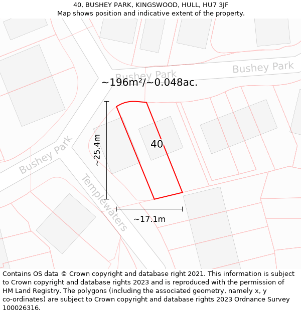 40, BUSHEY PARK, KINGSWOOD, HULL, HU7 3JF: Plot and title map