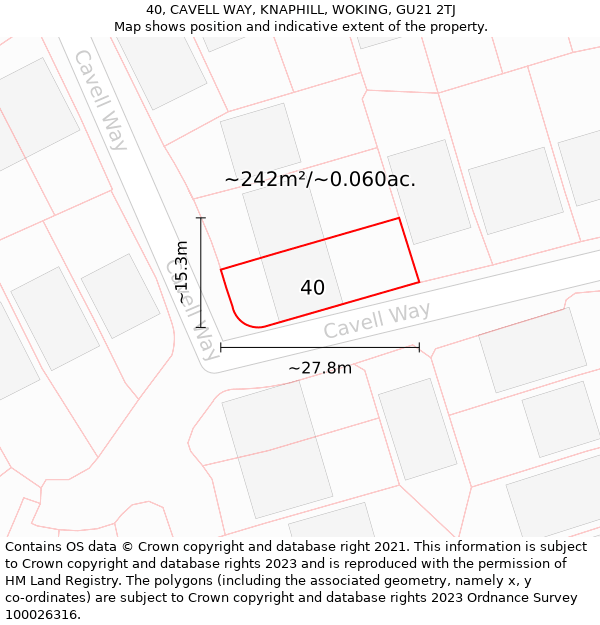 40, CAVELL WAY, KNAPHILL, WOKING, GU21 2TJ: Plot and title map