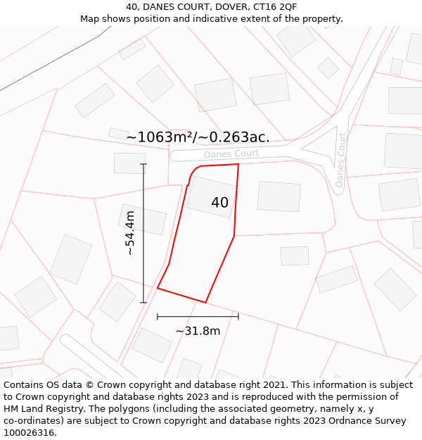 40, DANES COURT, DOVER, CT16 2QF: Plot and title map