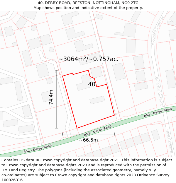 40, DERBY ROAD, BEESTON, NOTTINGHAM, NG9 2TG: Plot and title map