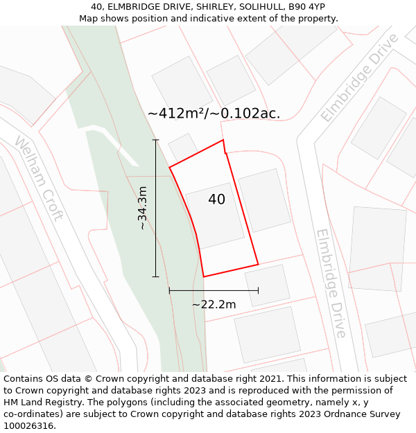 40, ELMBRIDGE DRIVE, SHIRLEY, SOLIHULL, B90 4YP: Plot and title map