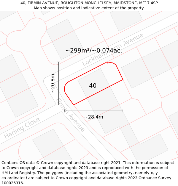 40, FIRMIN AVENUE, BOUGHTON MONCHELSEA, MAIDSTONE, ME17 4SP: Plot and title map