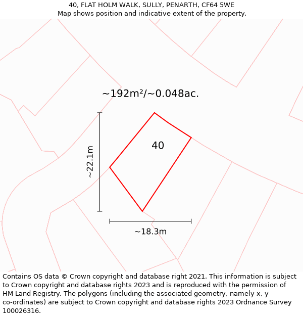 40, FLAT HOLM WALK, SULLY, PENARTH, CF64 5WE: Plot and title map