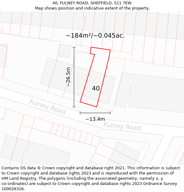 40, FULNEY ROAD, SHEFFIELD, S11 7EW: Plot and title map