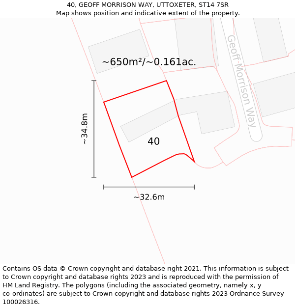 40, GEOFF MORRISON WAY, UTTOXETER, ST14 7SR: Plot and title map