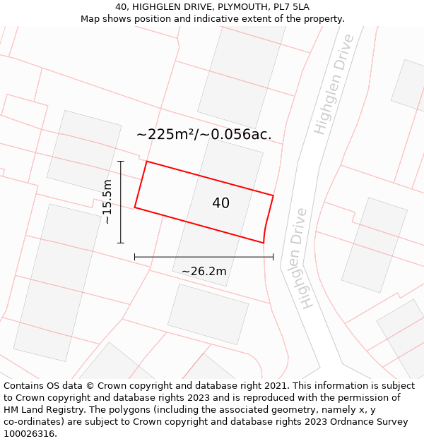 40, HIGHGLEN DRIVE, PLYMOUTH, PL7 5LA: Plot and title map