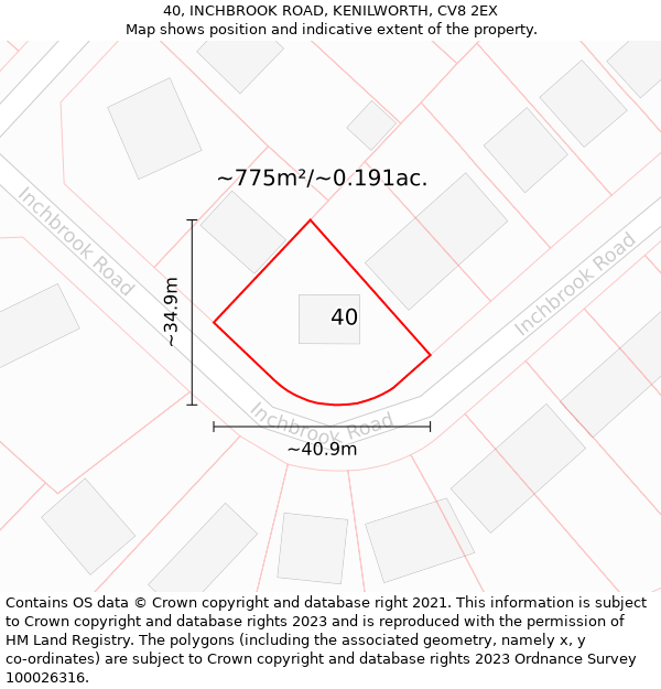 40, INCHBROOK ROAD, KENILWORTH, CV8 2EX: Plot and title map