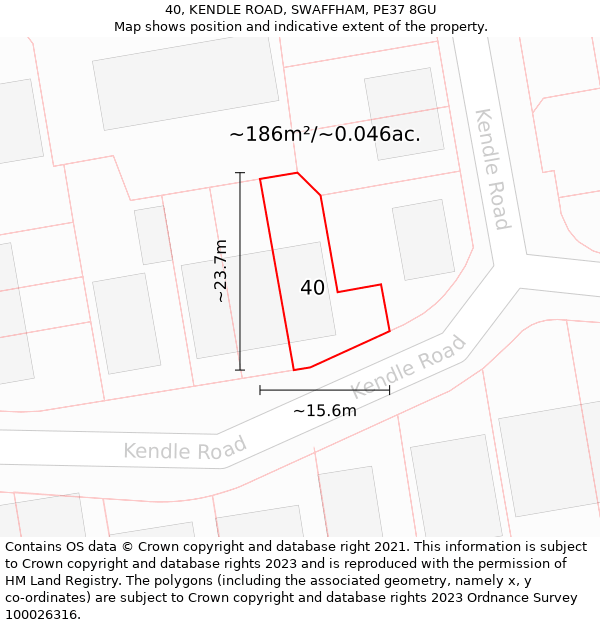 40, KENDLE ROAD, SWAFFHAM, PE37 8GU: Plot and title map