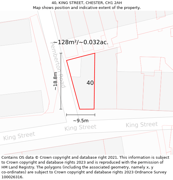 40, KING STREET, CHESTER, CH1 2AH: Plot and title map