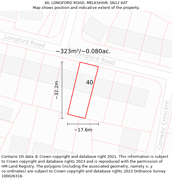 40, LONGFORD ROAD, MELKSHAM, SN12 6AT: Plot and title map