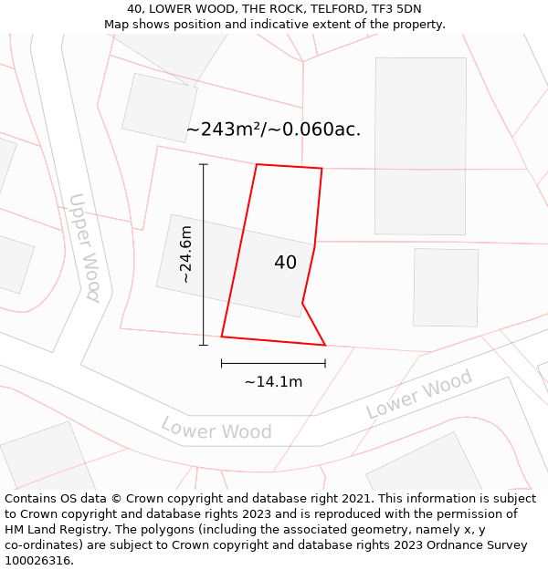 40, LOWER WOOD, THE ROCK, TELFORD, TF3 5DN: Plot and title map