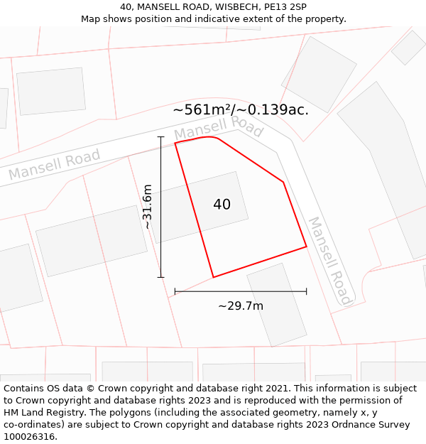 40, MANSELL ROAD, WISBECH, PE13 2SP: Plot and title map