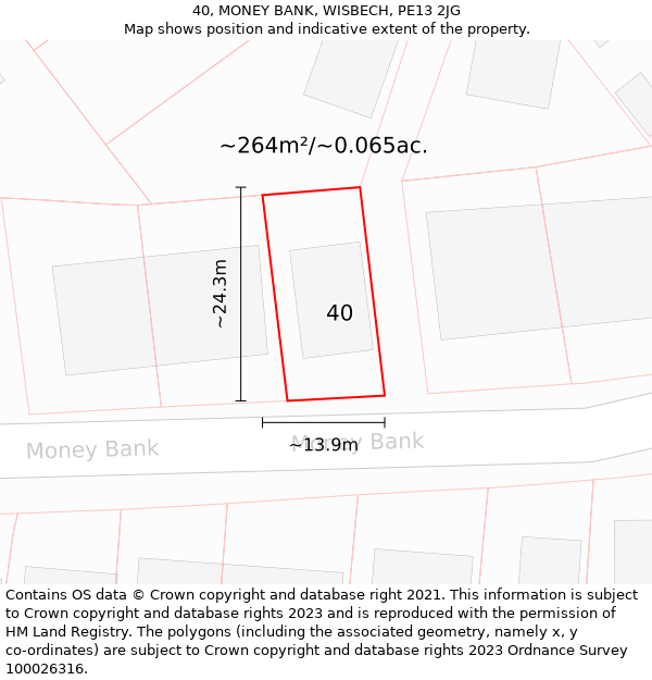 40, MONEY BANK, WISBECH, PE13 2JG: Plot and title map