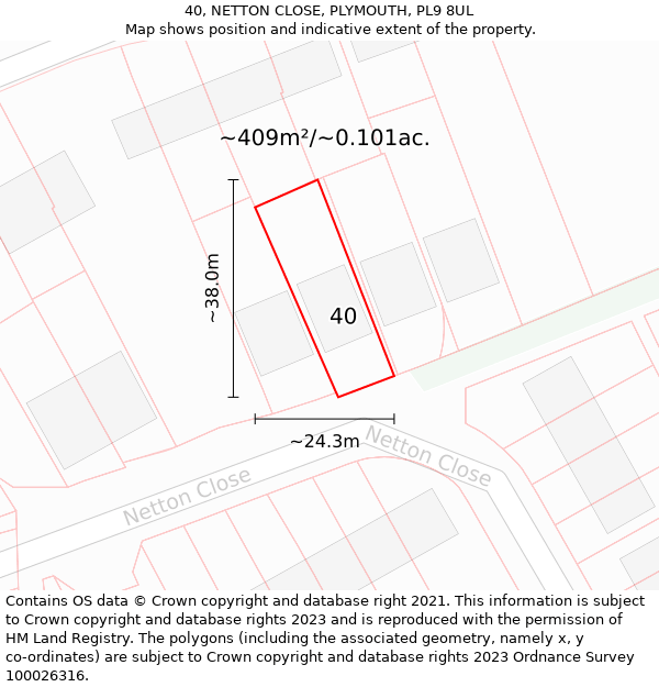 40, NETTON CLOSE, PLYMOUTH, PL9 8UL: Plot and title map