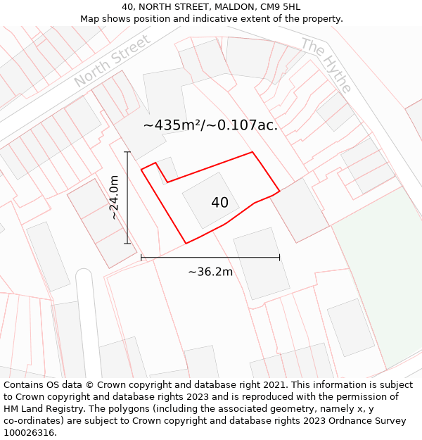 40, NORTH STREET, MALDON, CM9 5HL: Plot and title map