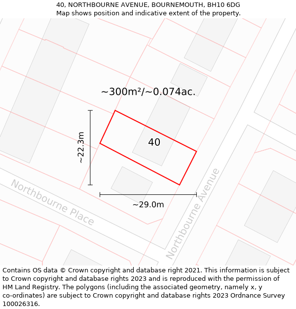 40, NORTHBOURNE AVENUE, BOURNEMOUTH, BH10 6DG: Plot and title map