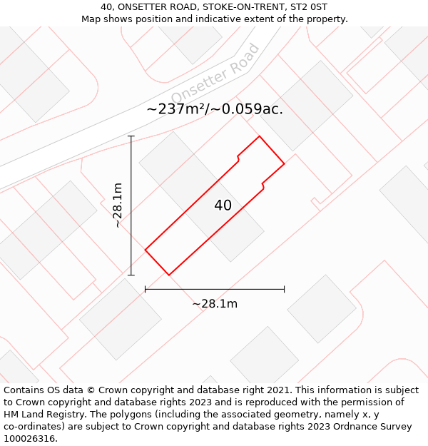 40, ONSETTER ROAD, STOKE-ON-TRENT, ST2 0ST: Plot and title map
