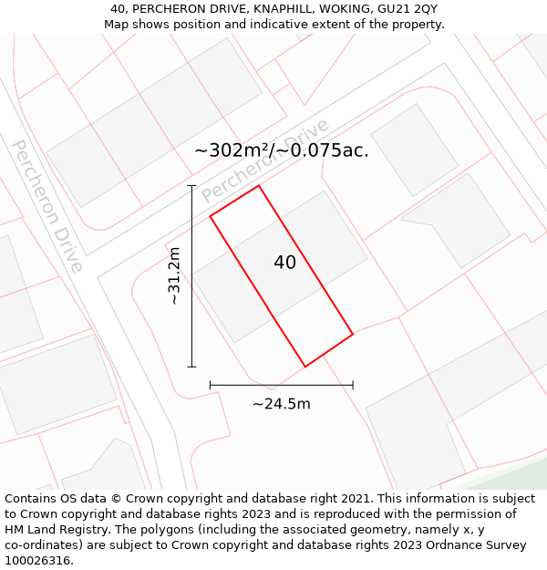 40, PERCHERON DRIVE, KNAPHILL, WOKING, GU21 2QY: Plot and title map