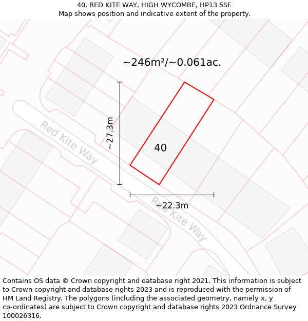 40, RED KITE WAY, HIGH WYCOMBE, HP13 5SF: Plot and title map