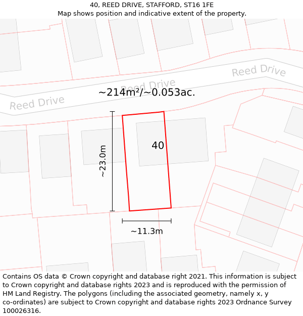 40, REED DRIVE, STAFFORD, ST16 1FE: Plot and title map