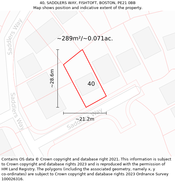 40, SADDLERS WAY, FISHTOFT, BOSTON, PE21 0BB: Plot and title map