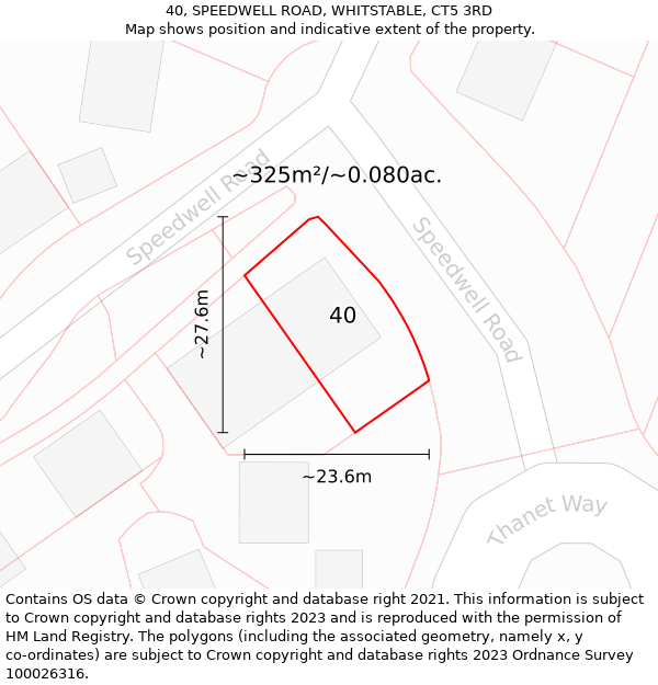40, SPEEDWELL ROAD, WHITSTABLE, CT5 3RD: Plot and title map