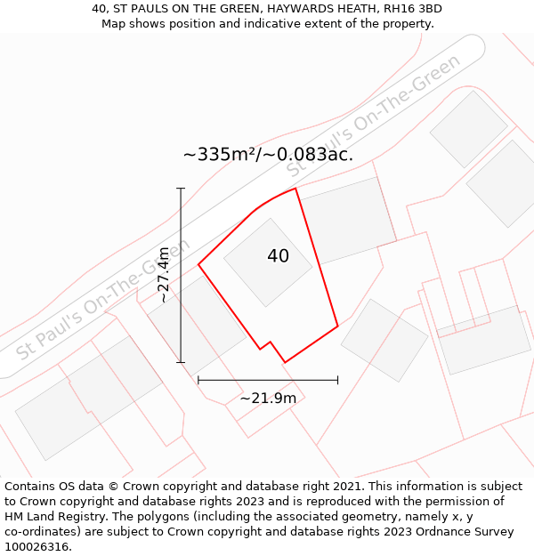 40, ST PAULS ON THE GREEN, HAYWARDS HEATH, RH16 3BD: Plot and title map