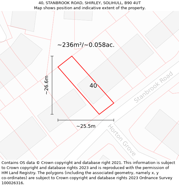 40, STANBROOK ROAD, SHIRLEY, SOLIHULL, B90 4UT: Plot and title map