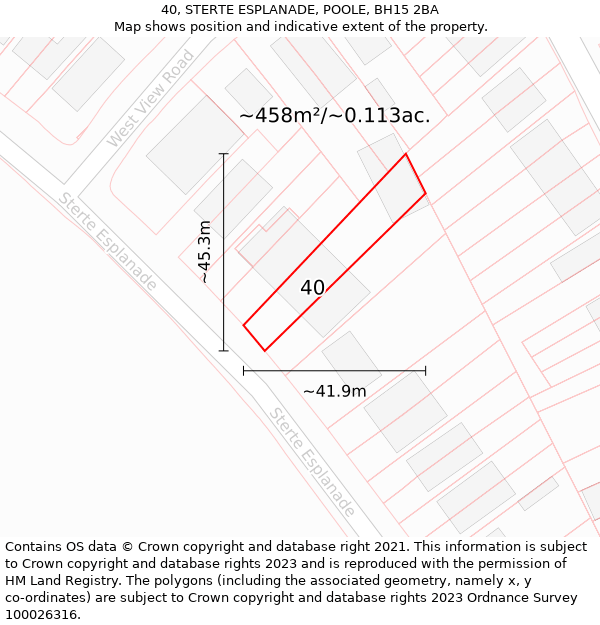 40, STERTE ESPLANADE, POOLE, BH15 2BA: Plot and title map