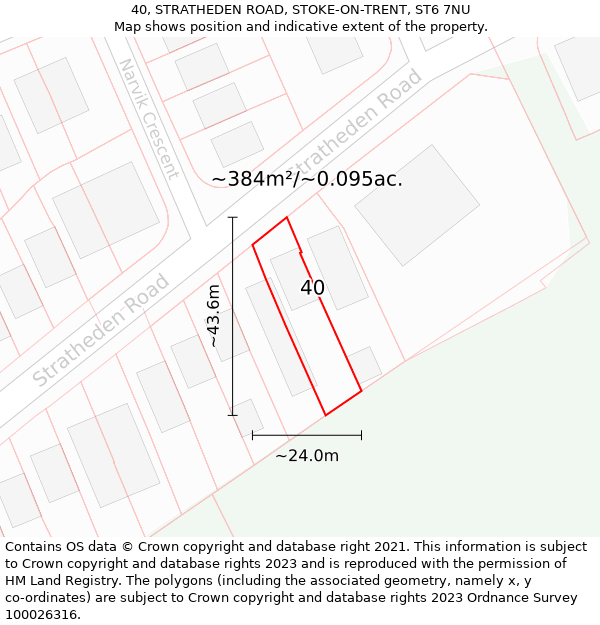 40, STRATHEDEN ROAD, STOKE-ON-TRENT, ST6 7NU: Plot and title map