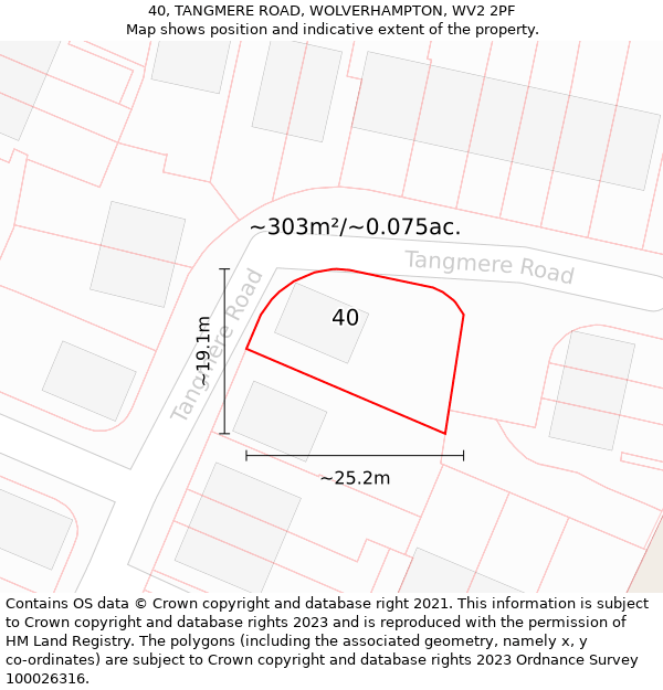 40, TANGMERE ROAD, WOLVERHAMPTON, WV2 2PF: Plot and title map